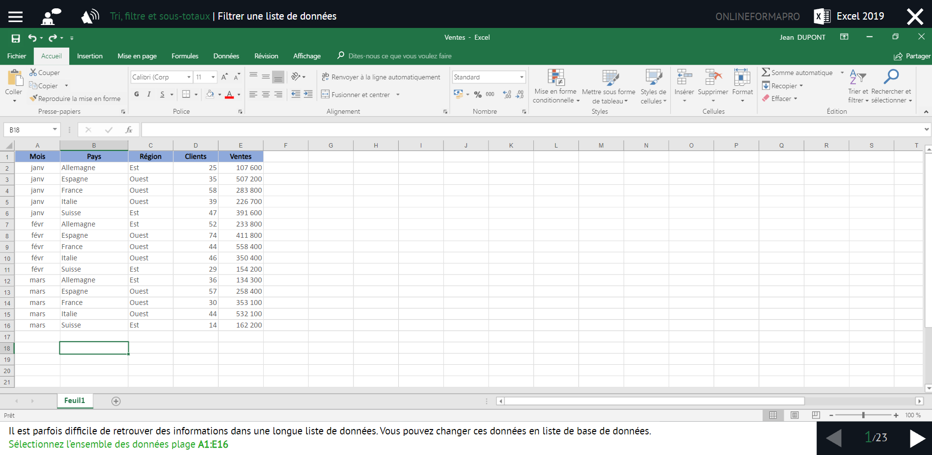 Illustration du module e-learning : Excel 2019